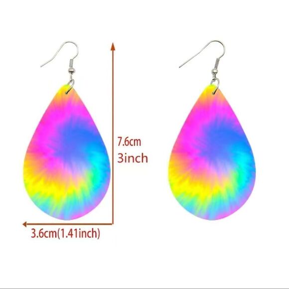 Fun Pastel Boho Tie Dyed Earrings NWT - Picture 3 of 3